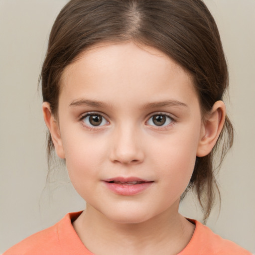 Neutral white child female with medium  brown hair and brown eyes