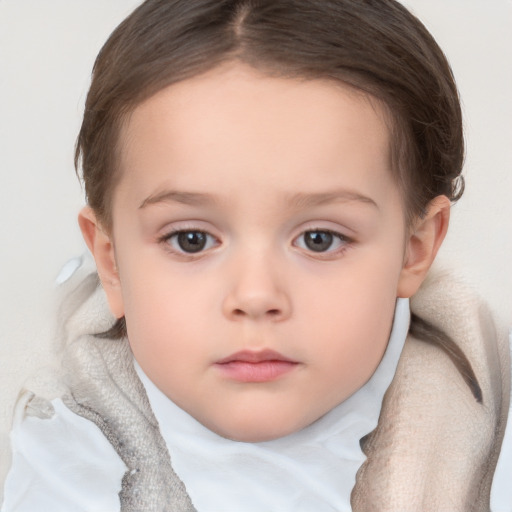 Neutral white child female with short  brown hair and brown eyes