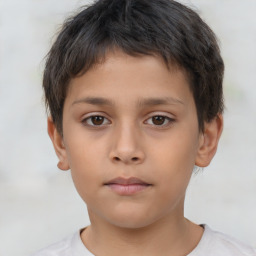 Neutral asian child male with short  brown hair and brown eyes