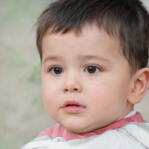 Neutral white child male with short  brown hair and brown eyes