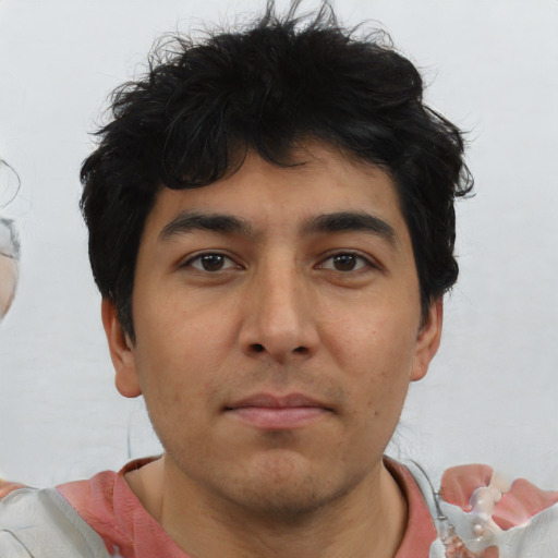Neutral asian young-adult male with short  brown hair and brown eyes