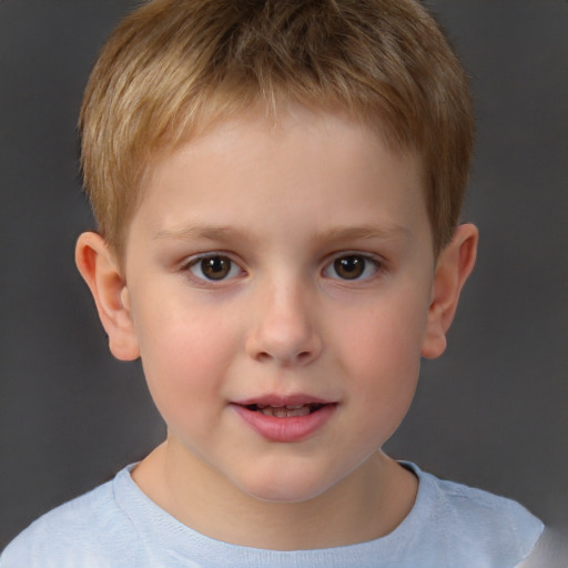 Neutral white child male with short  brown hair and brown eyes