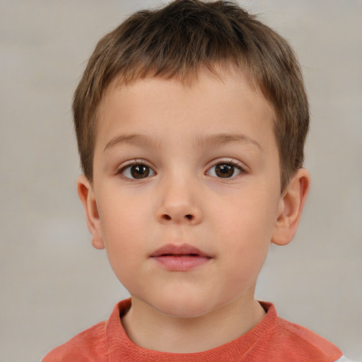 Neutral white child male with short  brown hair and brown eyes