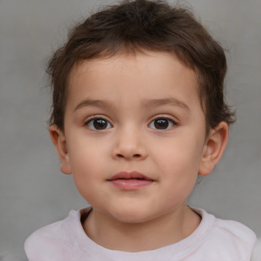 Neutral white child male with short  brown hair and brown eyes