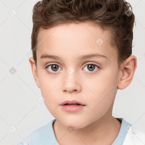 Neutral white child male with short  brown hair and brown eyes