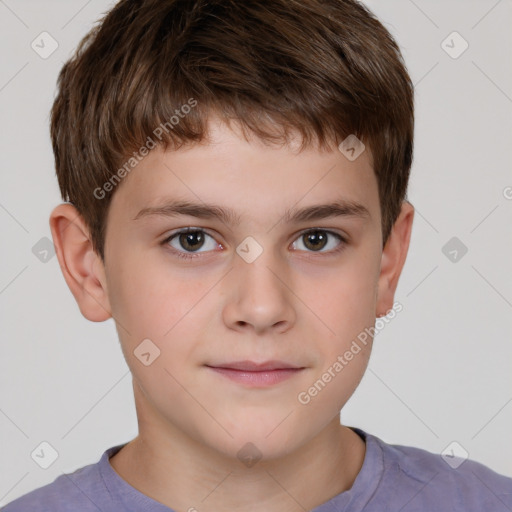 Neutral white child male with short  brown hair and brown eyes