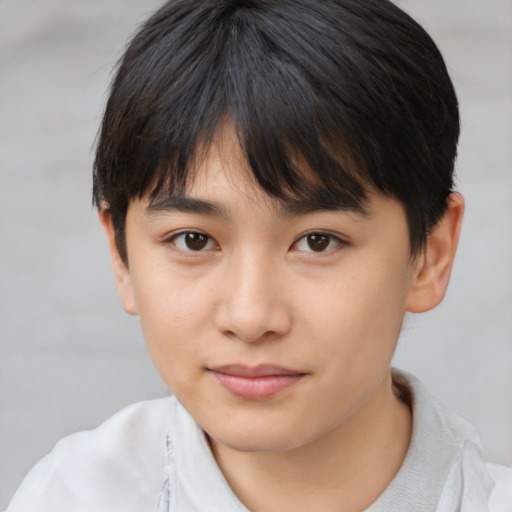 Neutral asian young-adult female with medium  brown hair and brown eyes