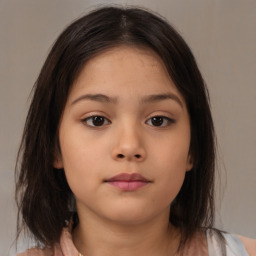 Neutral asian young-adult female with medium  brown hair and brown eyes