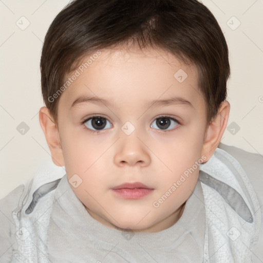 Neutral white child female with short  brown hair and brown eyes