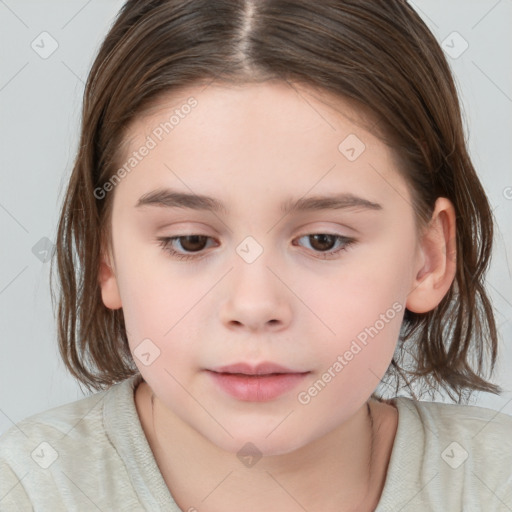 Neutral white child female with medium  brown hair and brown eyes