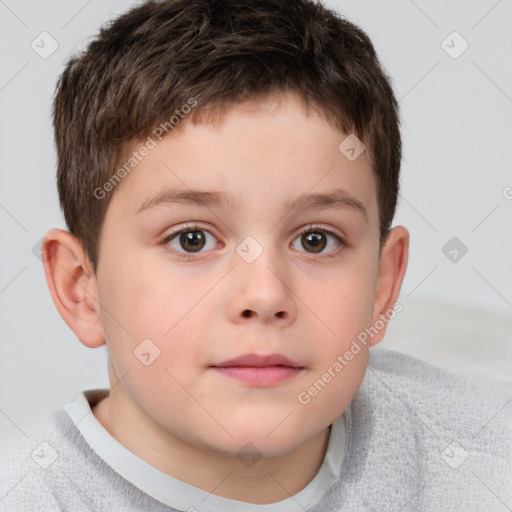 Neutral white child male with short  brown hair and brown eyes