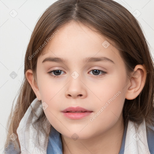 Neutral white child female with medium  brown hair and brown eyes