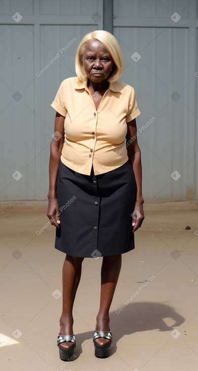 Ugandan elderly female with  blonde hair