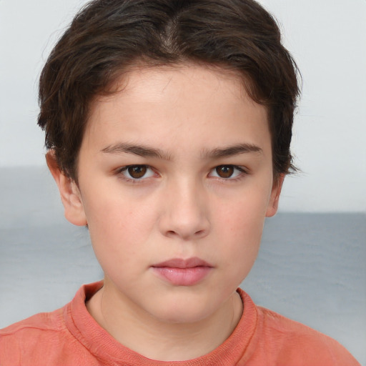 Neutral white young-adult female with short  brown hair and brown eyes