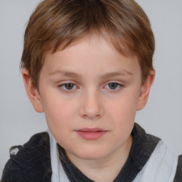 Neutral white child male with short  brown hair and brown eyes