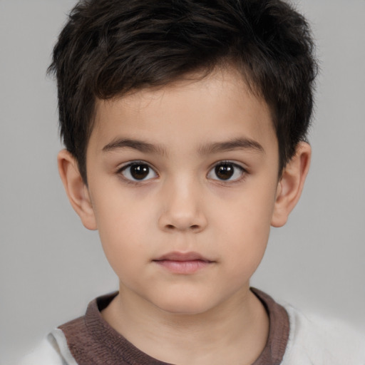 Neutral white child male with short  brown hair and brown eyes