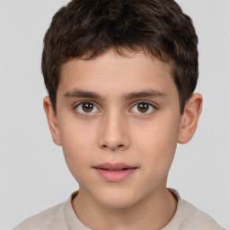 Neutral white child male with short  brown hair and brown eyes