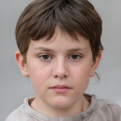 Neutral white child male with short  brown hair and grey eyes