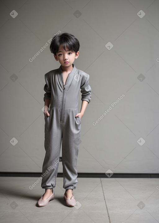 South korean child boy with  gray hair