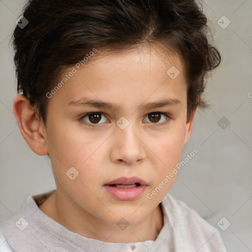 Neutral white child female with short  brown hair and brown eyes