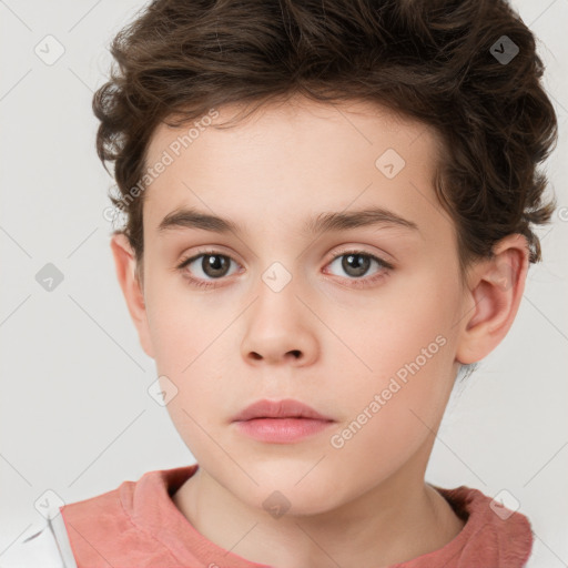 Neutral white child male with short  brown hair and brown eyes