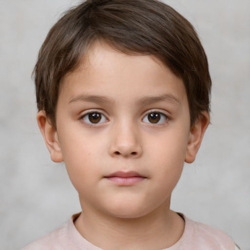 Neutral white child male with short  brown hair and brown eyes