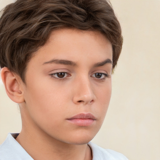 Neutral white child male with short  brown hair and brown eyes