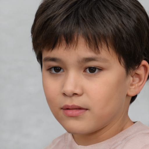 Neutral white child male with short  brown hair and brown eyes