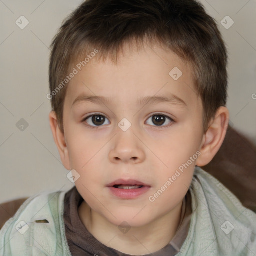 Neutral white child male with short  brown hair and brown eyes