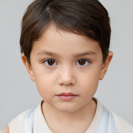 Neutral white child female with short  brown hair and brown eyes