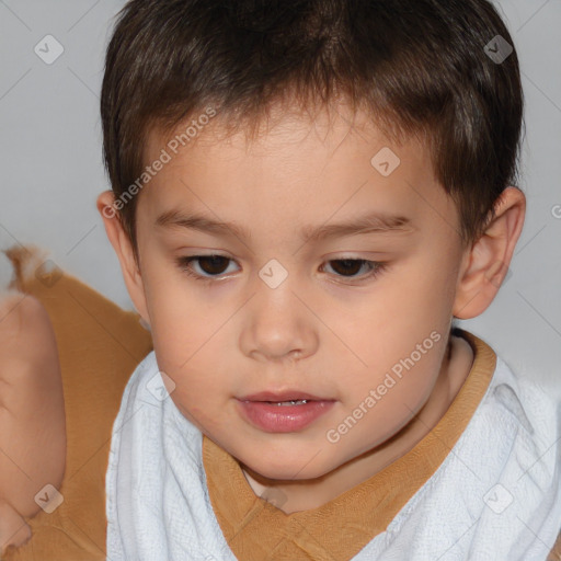 Neutral white child male with short  brown hair and brown eyes