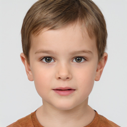 Neutral white child male with short  brown hair and brown eyes