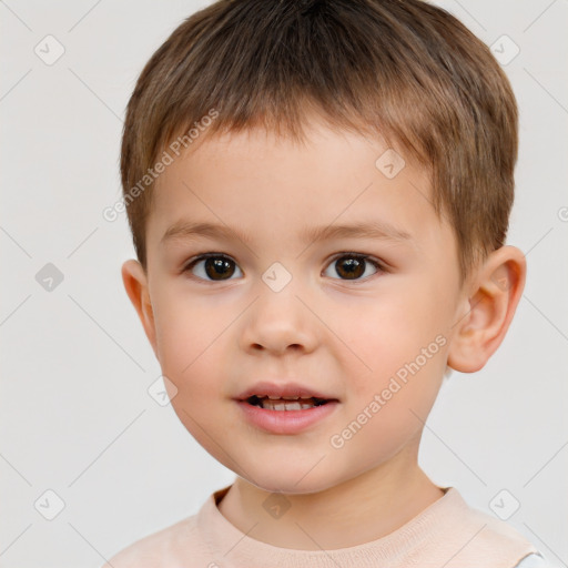 Neutral white child male with short  brown hair and brown eyes