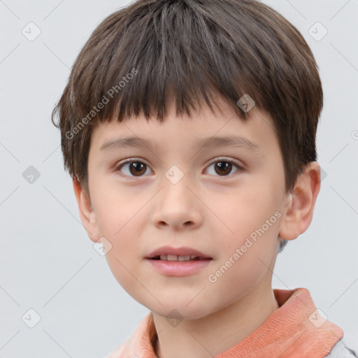 Neutral white child male with short  brown hair and brown eyes