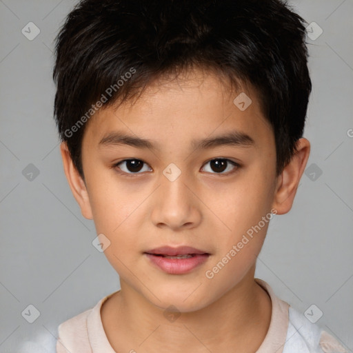 Neutral white child male with short  brown hair and brown eyes