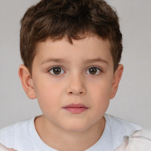 Neutral white child male with short  brown hair and brown eyes