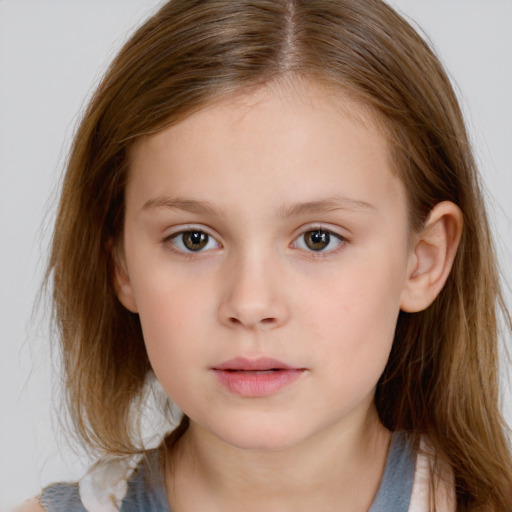 Neutral white child female with medium  brown hair and brown eyes