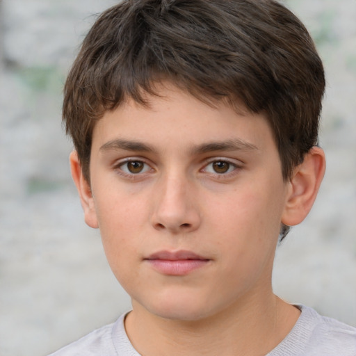 Neutral white child male with short  brown hair and brown eyes