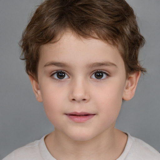 Neutral white child male with short  brown hair and brown eyes