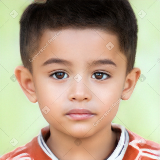 Neutral white child male with short  brown hair and brown eyes