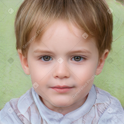 Neutral white child female with short  brown hair and brown eyes