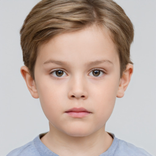 Neutral white child female with short  brown hair and brown eyes