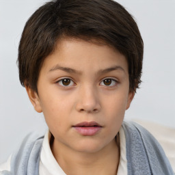 Neutral white child female with short  brown hair and brown eyes