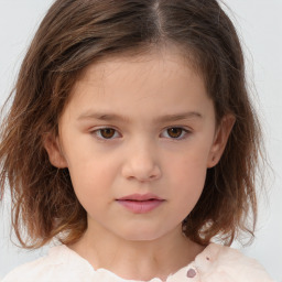 Neutral white child female with medium  brown hair and brown eyes