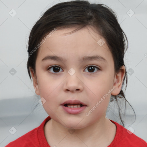 Neutral white child female with medium  brown hair and brown eyes