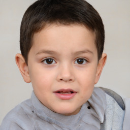 Neutral white child male with short  brown hair and brown eyes