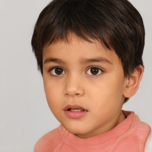 Neutral white child male with short  brown hair and brown eyes