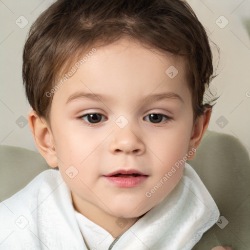 Neutral white child male with short  brown hair and brown eyes