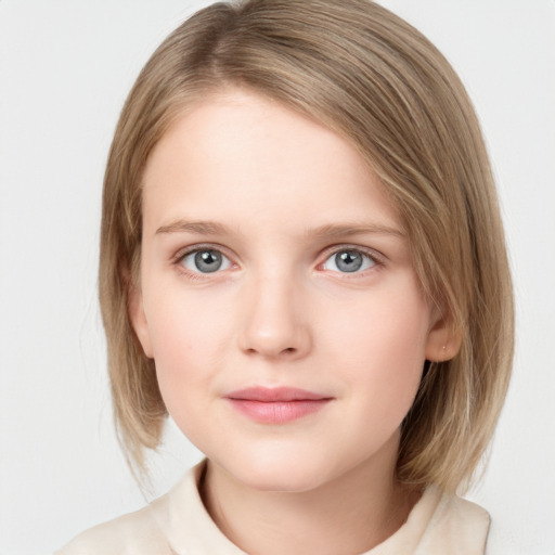 Neutral white young-adult female with medium  brown hair and blue eyes