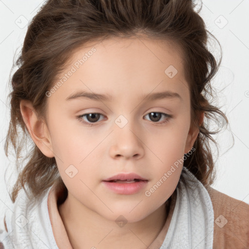 Neutral white child female with medium  brown hair and brown eyes